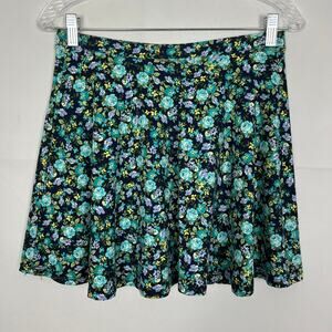 Forever 21 High Waisted Green Floral Circle Skirt Size M